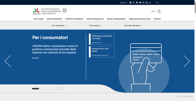 Security scan screenshot of https://www.agcm.it