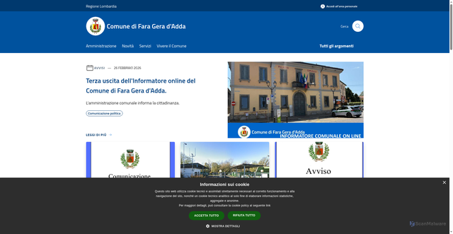 Security scan screenshot of https://www.comune.farageradadda.bg.it