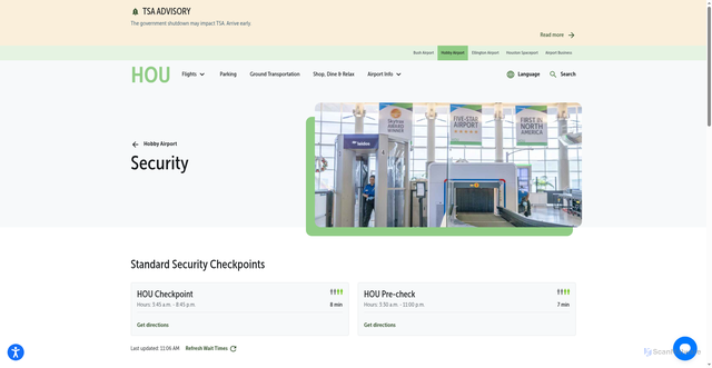 Security scan screenshot of https://www.fly2houston.com/hou/security/