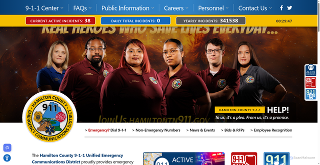 Security scan screenshot of https://www.hamiltontn911.gov/