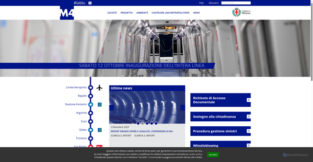 Security scan screenshot of https://www.metro4milano.it/