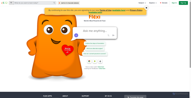 Security scan screenshot of https://ck12.org