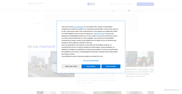 Security scan screenshot of https://francebleu.fr