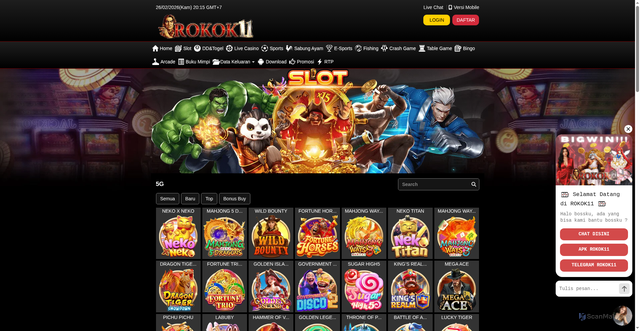 Security scan screenshot of https://rokok11harumnya.xyz/desktop/game/slot/5g