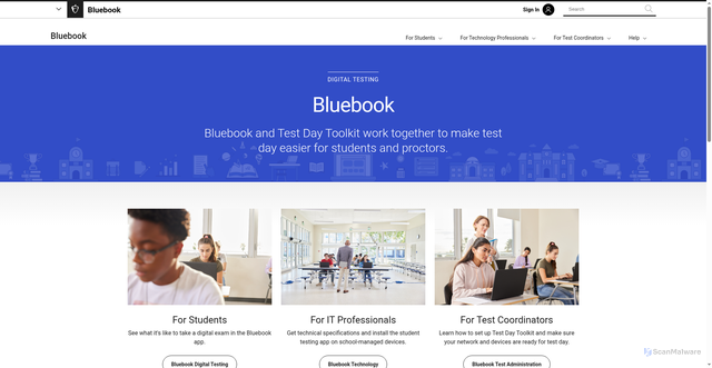 Security scan screenshot of https://bluebook.collegeboard.org