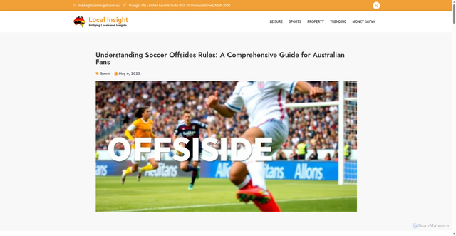 Security scan screenshot of https://localinsight.com.au/soccer-offsides-rules/
