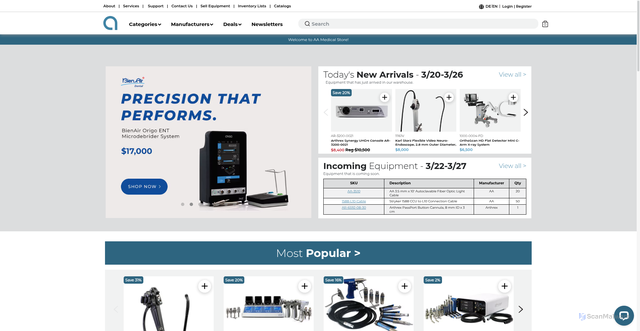 Security scan screenshot of https://www.aamedicalstore.com