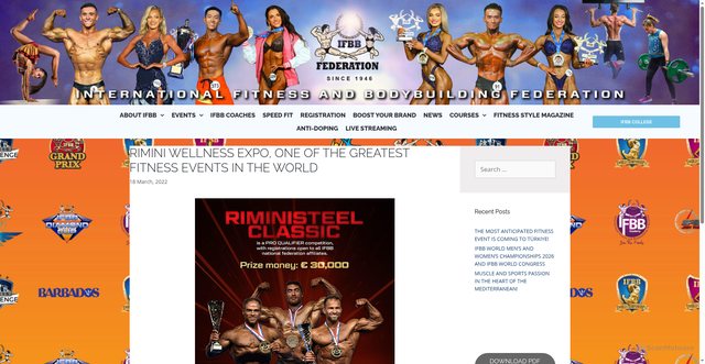 Security scan screenshot of https://ifbb.com/rimini-wellness-expo-one-of-the-greatest-fitness-events-in-the-world/
