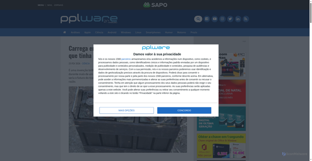 Security scan screenshot of https://pplware.sapo.pt