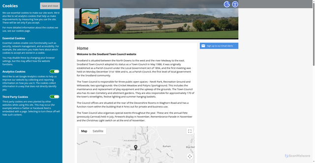 Security scan screenshot of https://www.snodlandtowncouncil.gov.uk/community/snodland-town-council-20667/home/