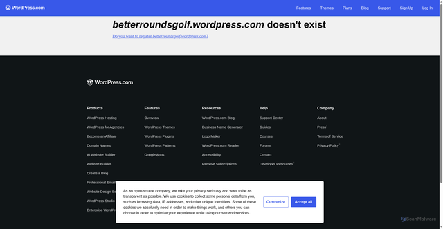 Security scan screenshot of https://betterroundsgolf.com/tgl-schedule/