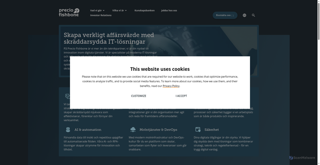 Security scan screenshot of https://www.preciofishbone.se/