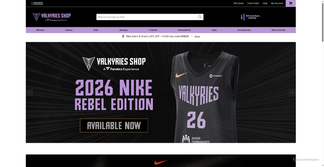 Security scan screenshot of https://shop.valkyries.com/