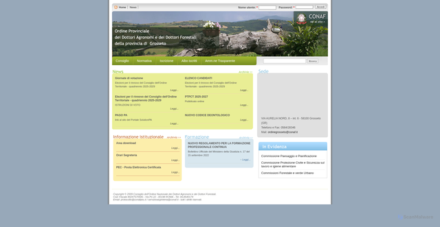 Security scan screenshot of http://ordinegrosseto.conaf.it/