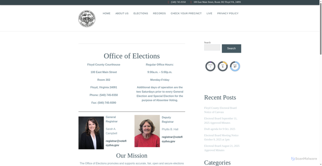 Security scan screenshot of https://votefloydva.gov/