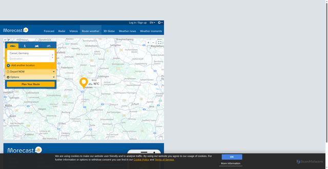 Security scan screenshot of https://morecast.com/en/plan-your-route