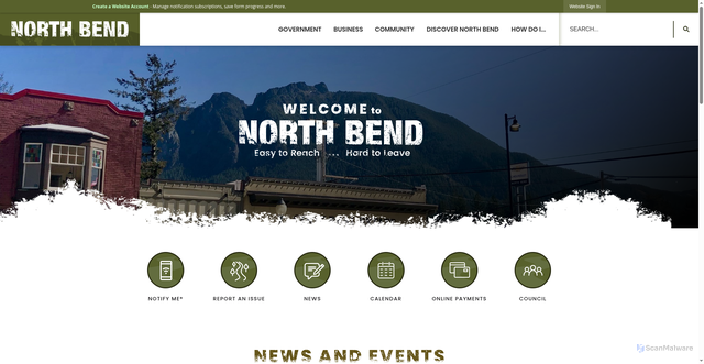 Security scan screenshot of https://northbendwa.gov/