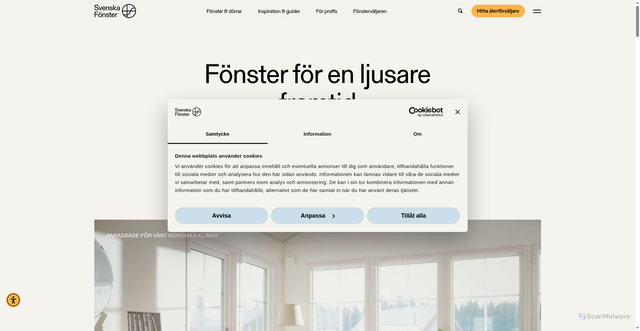 Security scan screenshot of https://svenskafonster.se