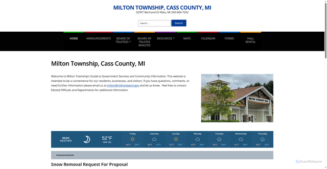Security scan screenshot of https://miltontwpmi.gov/