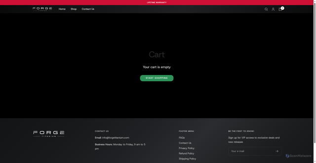 Security scan screenshot of https://forgetitanium.com/cart