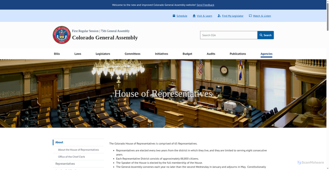 Security scan screenshot of https://leg.colorado.gov/agencies/house-of-representatives