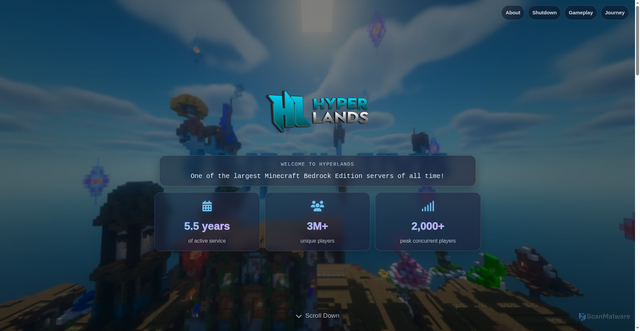 Security scan screenshot of https://hyperlandsmc.net