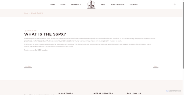 Security scan screenshot of https://latinmassnh.org/helpie_faq/what-is-the-sspx/
