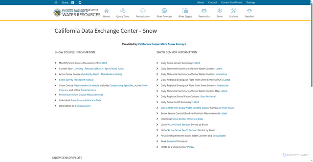Security scan screenshot of http://cdec.water.ca.gov/snow/current/snow/
