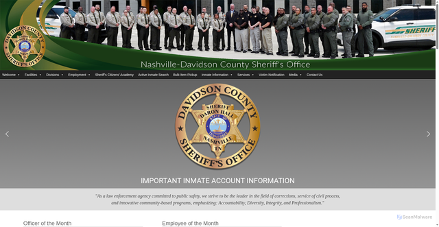 Security scan screenshot of https://sheriff.nashville.gov/