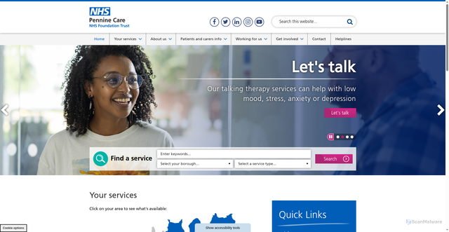 Security scan screenshot of https://www.penninecare.nhs.uk/