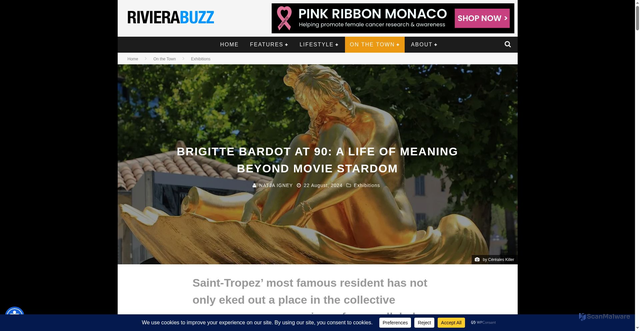 Security scan screenshot of https://riviera-buzz.com/on-the-town/exhibitions/brigitte-bardot-at-90-a-life-of-meaning-beyond-movie-stardom.html