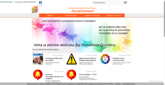 Security scan screenshot of https://www.incrocicomuni.it/servizi/notizie/notizie_homepage.aspx