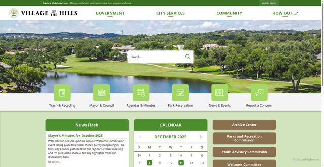 Security scan screenshot of https://thehillstx.gov/