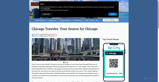 Security scan screenshot of https://www.chicagotraveler.com/