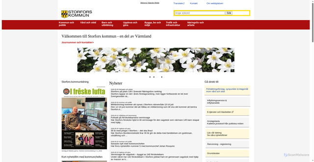 Security scan screenshot of http://www.storfors.se