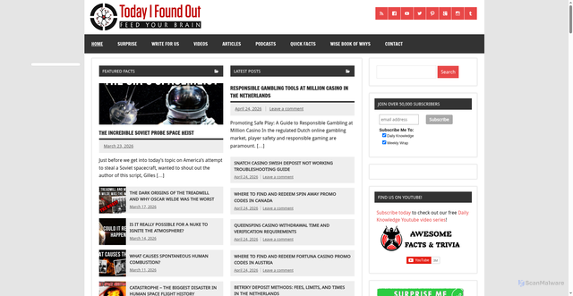 Security scan screenshot of https://todayifoundout.com