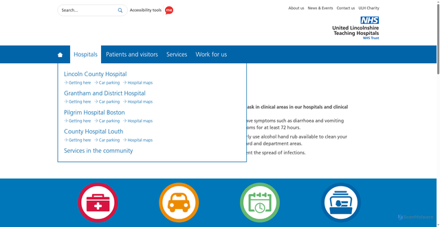 Security scan screenshot of https://www.ulh.nhs.uk/