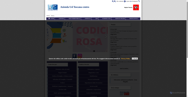 Security scan screenshot of https://www.uslcentro.toscana.it/