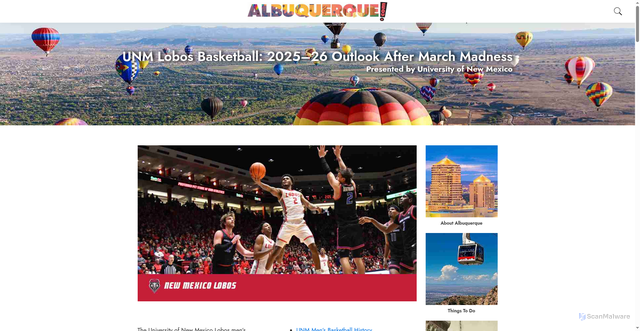 Security scan screenshot of https://albuquerque.com/unm-lobos-basketball/