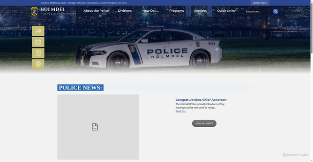 Security scan screenshot of https://www.holmdeltownship.com/142/Police