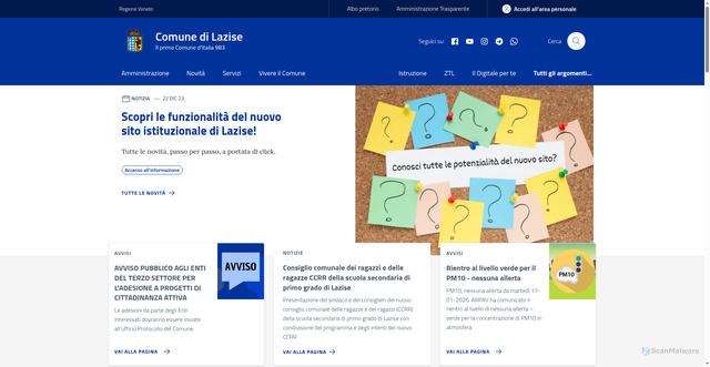 Security scan screenshot of https://www.comune.lazise.vr.it/