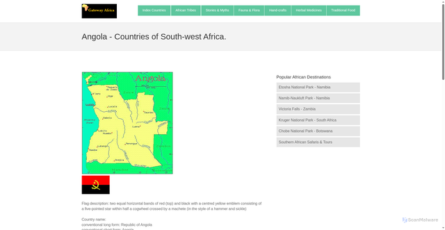 Security scan screenshot of https://www.gateway-africa.com/countries/angola.htm