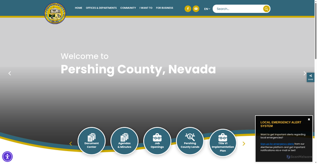 Security scan screenshot of https://pershingcountynv.gov/