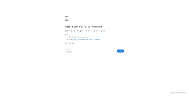 Security scan screenshot of https://judicial.alabama.gov/Library/Judges
