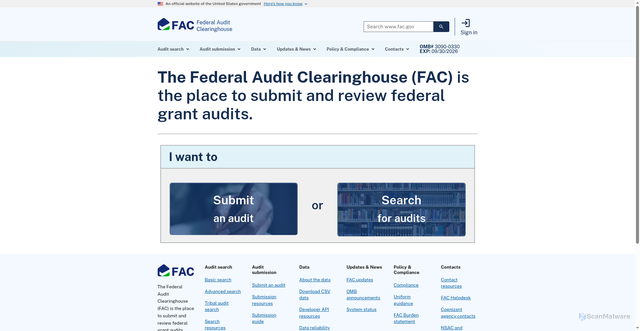 Security scan screenshot of https://app.fac.gov