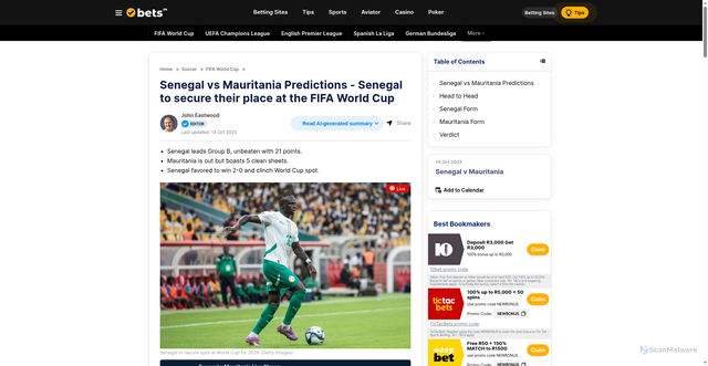 Security scan screenshot of https://www.bets.co.za/soccer/fifa-world-cup/senegal-vs-mauritania-predictions-20251013-0010/