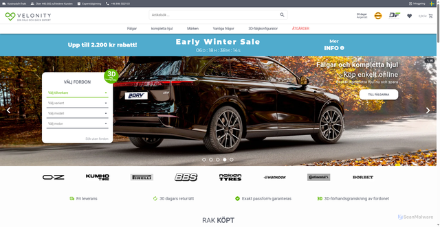 Security scan screenshot of https://velonity.se