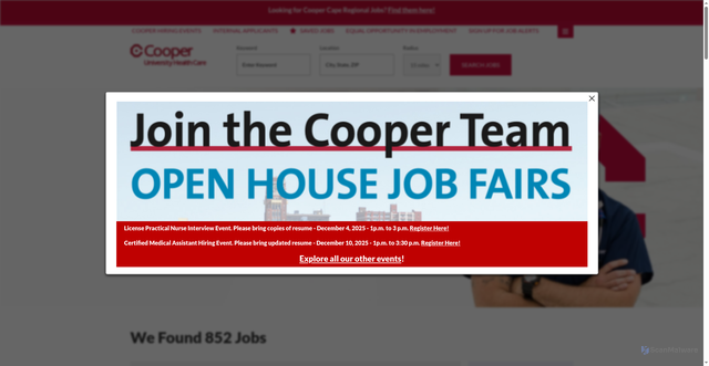 Security scan screenshot of https://jobs.cooperhealth.org/search-jobs