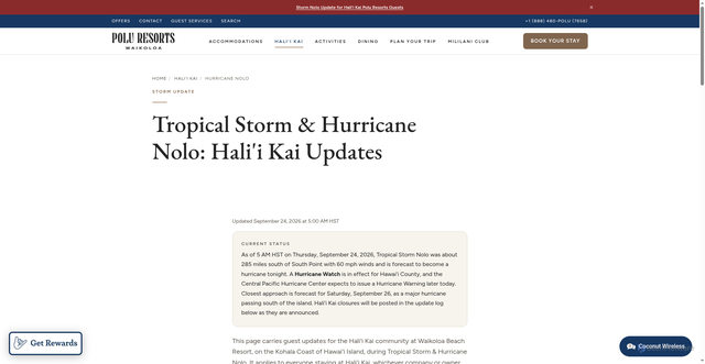 Security scan screenshot of https://poluresorts.com/halii-kai/hurricane-nolo/