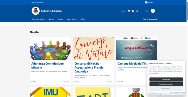 Security scan screenshot of https://comune.sovico.mb.it:443/